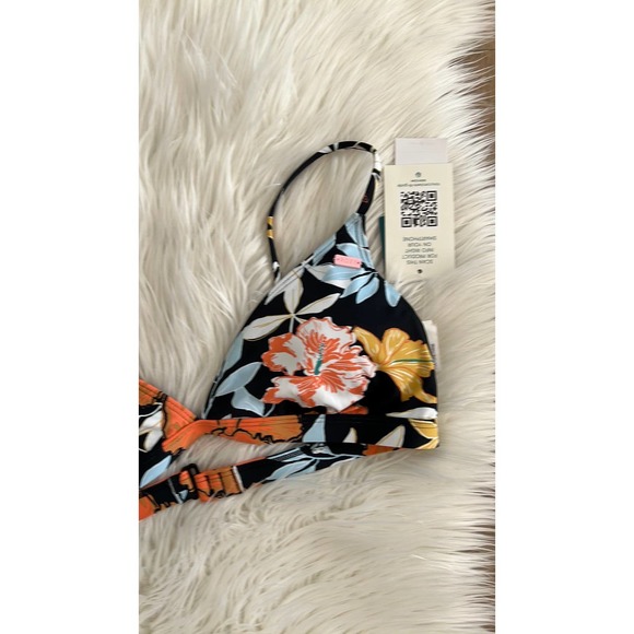 NWT Roxy Women's Standard Print Beach Classics Fixed Tri Top L - Picture 3 of 5